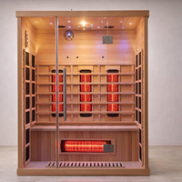 Infrared Sauna Cabin Built for Therapeutic Heat, Nordic Spruce Construction, Multi-Panel Heating, Glass Doors