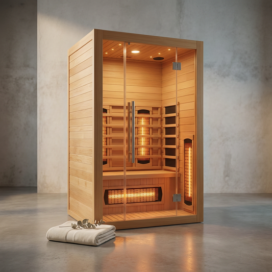 Heliox LuminaWood Infrared Sauna Cabin — Studio Shot